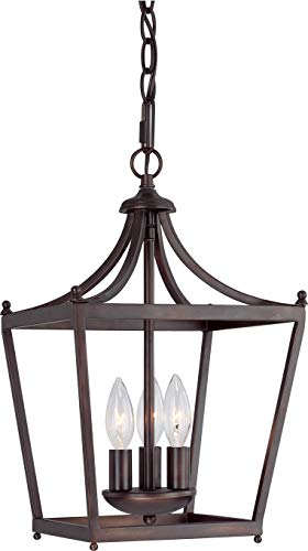 Capital Lighting 4036BB Stanton Geometric Metal Open Frame Lantern Foyer Pendant (3-Light / Burnished Bronze)