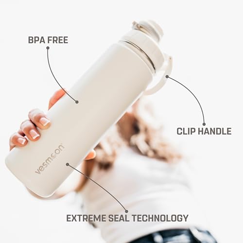 Vessence 32 Oz Stainless Steel Tea Infuser Bottle for Loose Leaf Tea (Siberia White / 32 Oz)