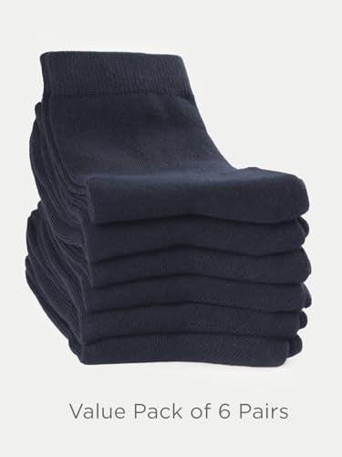 Unisex Kids Boys Girls Soft Cotton School Socks 8 (Large / Navy Blue)