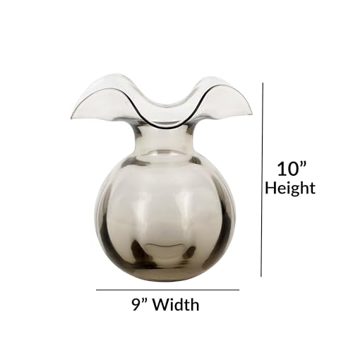 Hibiscus Glass Gray Medium Fluted Vase (Medium / Gray)