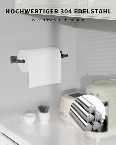 Black Paper Towel Holder Under Cabinet with Damping Self Adhesive