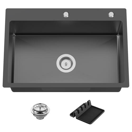 Black 27x18 Inch Kitchen And Bar Sink (27x18 Black)