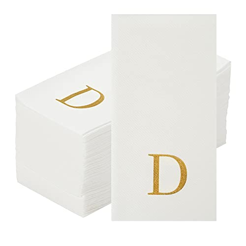 Paper Rectangle Gold Letter D Linen (Gold / 2000 Count / D)