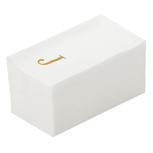 Paper Rectangle Gold Letter J Linen (Gold / 2000 Count / J)