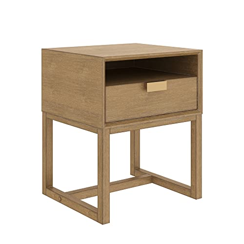 Harper Modern Nightstand Side Accent or End Table with Storage Drawer (Light Brown / Set of 2)