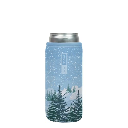 CanSok Sleeve for Beer & Soda Insulated Neoprene Cover (Winter Wonderland / 12oz Slim Can Sleeve)