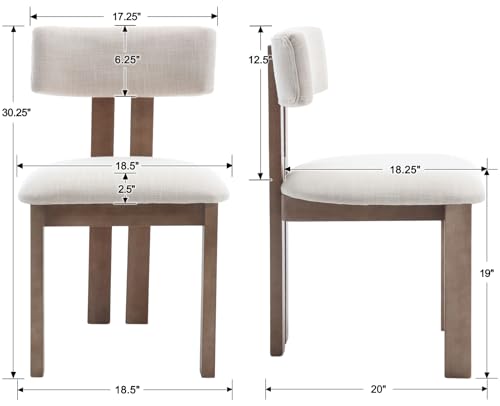 Dining Chairs Set of 2 Linen Fabric Diner Chairs Farmhouse Wood Chairs for Kitchen and Dining Room (2 Count)
