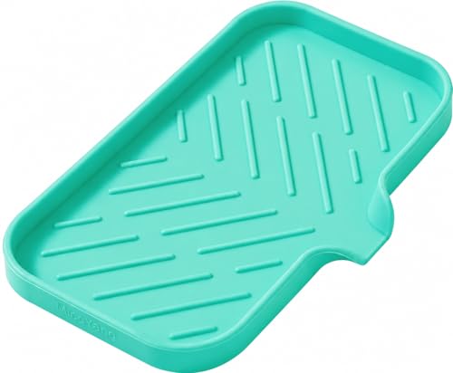 Silicone Soap Dish with Drain Spout (Mint / M(9.6"×5.3"))