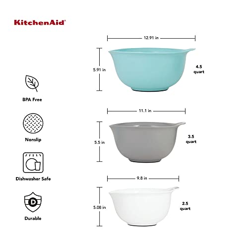 Universal Nesting Plastic Mixing Bowls (Aqua Sky White Gray / Set of 3)