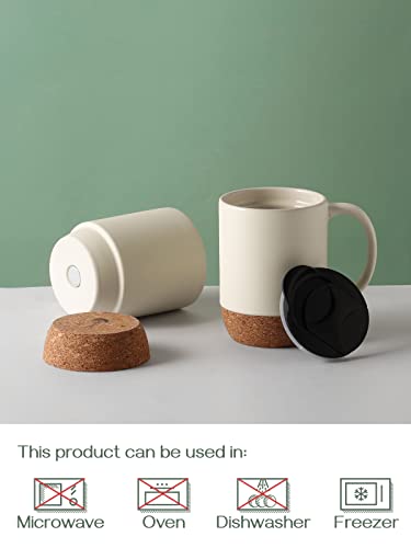 Coffee Mugs Set of 2 (Beige / 15 fl oz (Set of 2))
