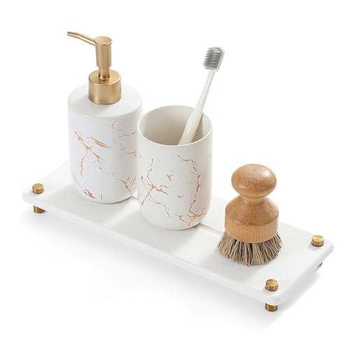 White Gold Dish Drying Rack Tray (12.5"x 4.5" - White - Gold)