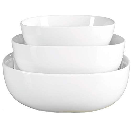 Denmark White Porcelain Chip Resistant Scratch Resistant Commercial Grade Serveware (3 PC ROUND SERVING BOWL)