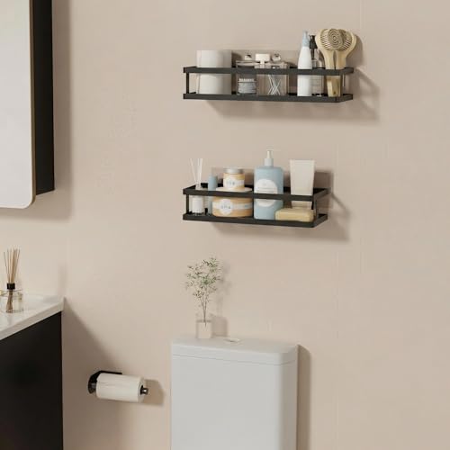 5-in-1 Shower Caddy & Kitchen Organizer Set, Wall Mount Wide Spice Rack with Paper Towel Holder, Utensil Holder, Soap Dish, Rustproof Mesh Baskets Hold 50LBS - Matte Black, Guardrail (Matte Black / 5-in-1 Minimalist (12.6" Wide))