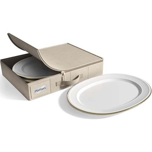 Platter Storage Case for Dinnerware (Beige / Platter Storage)