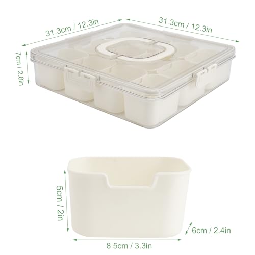 Large Snackle Box Snack Containers with Lids (12 Compartments-2pcs / White)