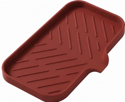 Silicone Soap Dish with Drain Spout (Red / M(9.6"×5.3"))