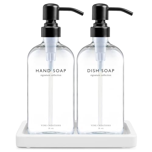 Glass Soap Dispenser Set (Clear Bottle / Matte Black Pump)