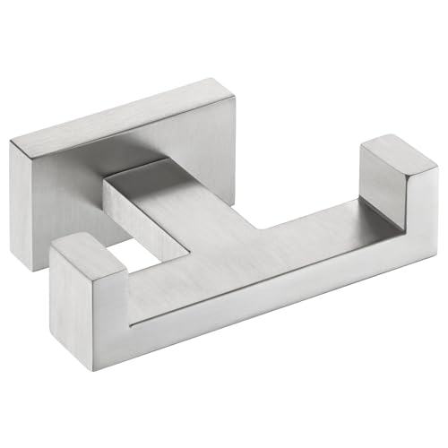 Double Towel Hook for Bathroom (Brushed Nickel)
