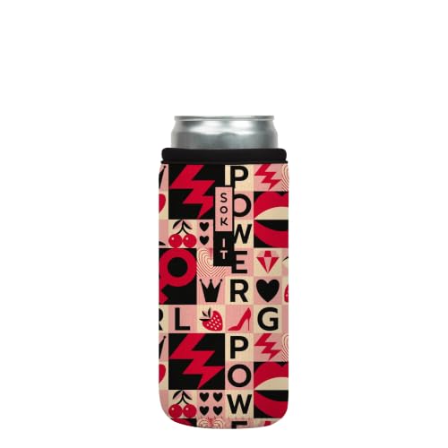 CanSok Sleeve for Beer & Soda Insulated Neoprene Cover (Girl Power / 12oz Slim Can Sleeve)