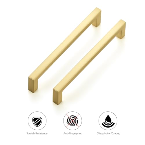 Brushed Gold Cabinet Handles Solid Cabinet Pulls 5 Inch CC (Brushed Gold / Flat Black 5" Hole Center)