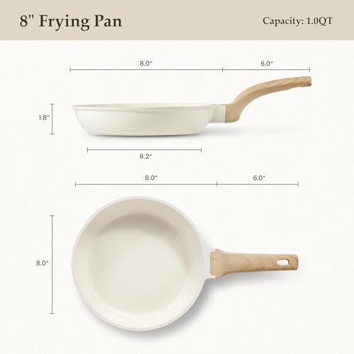 8 Inch Non Stick Frying Pan (Cream White / 8")