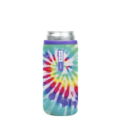 CanSok Sleeve for Beer & Soda Insulated Neoprene Cover (Rainbow Tie Dye / 12oz Slim Can Sleeve)