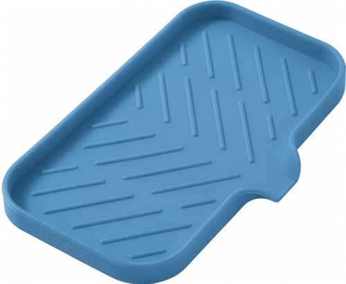Silicone Soap Dish with Drain Spout (Lichen Blue / M(9.6"×5.3"))