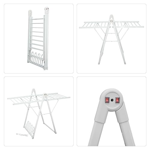 Heating Clothes Drying Rack Foldable Shoes Socks White