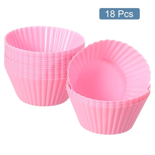 18Pcs Silicone Cupcake Liners (Pink / Small)