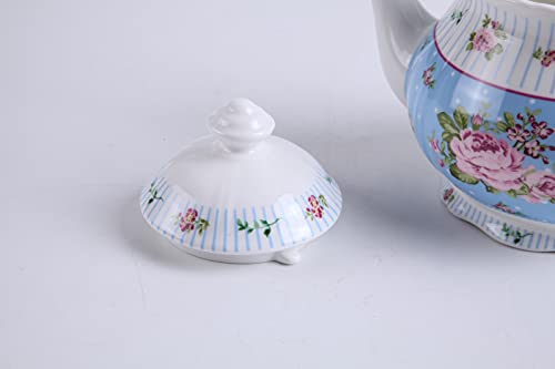 Porcelain Teapot Sugar Bowl and Cream Milk Jug Shabby Chic Vintage Floral in Gift box 40oz