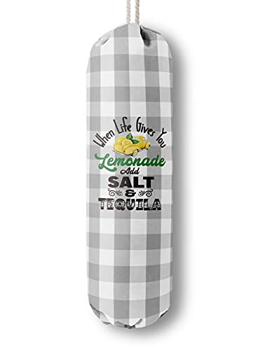 Grocery Bags Holder Organizer for Shopping Bags (Gray White Plaid)