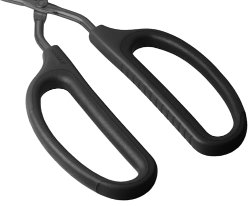 Stainless Steel Kitchen Scissor Tongs 10" and 12" Set (10-Inch + 12-Inch / Black)