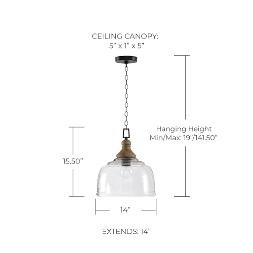 Capital Lighting 330318YG Julian Coastal Style Clear Organic Rippled Glass Dome Pendant (Grey Wash/Iron Silk)