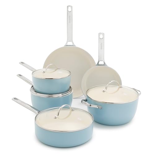 Padova Pro 10 Piece Cookware Pots and Pans Set (Blue Haze / 10-Piece Cookware Set)