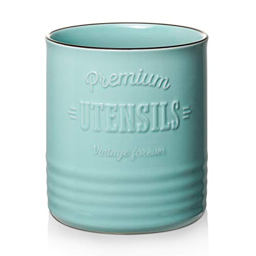 7.2" Large Ceramic Utensil Holder for Kitchen Counter (7.2 Inch / Turquoise)