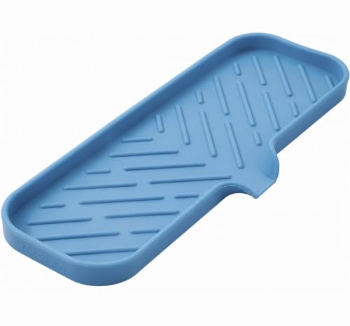 Silicone Soap Dish with Drain Spout (Lichen Blue / L(12"×4"))