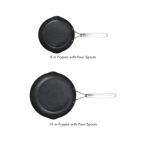 2 Piece 8 and 10 Inch Fry Pan Hard Anodized Laser Titanium Forever Non Stick Technology Durable Frying Pans Set (Black (2pc Frying Pans Set) / 2-Piece Frying Pan Set)