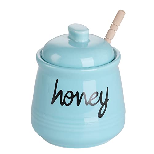 Honey Jar with Dipper and Lid (Turquoise)