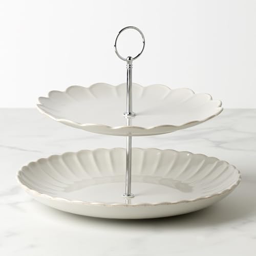 897195 French Perle Scallop White 2 (Tiered Server White / White)