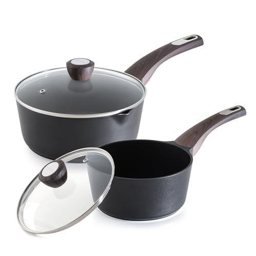 2.0 & 3.0 Quart Sauce Pan Sets with Lid (Classic Black / 2.0 + 3.0 Quarts)