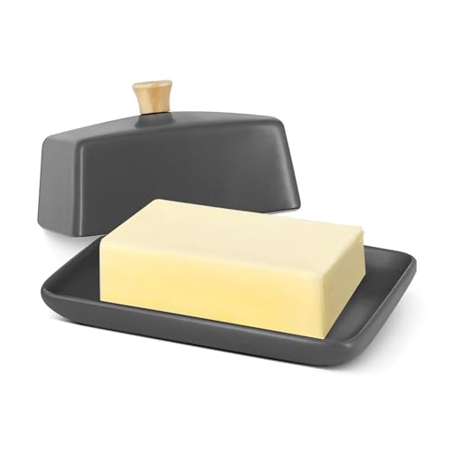 Extra Large Ceramic Butter Dish with Lid (Gray / Extra Large)