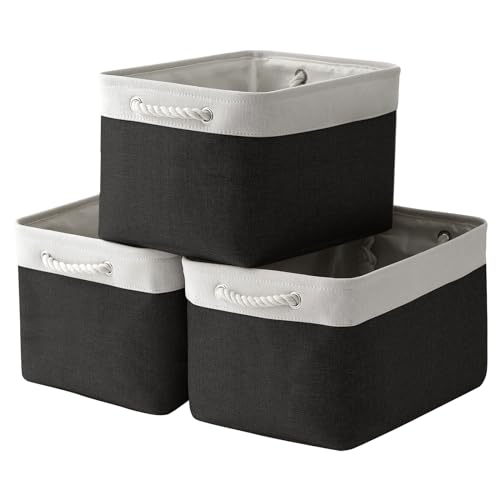 Storage Basket for Gifts Empty (White & Black / 3PCS/Large Cube - 16L×12W×12H)