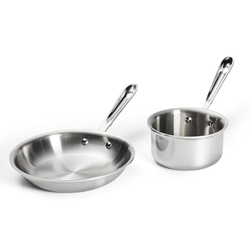 D3 Stainless Steel 2 (8" Stainless Steel Fry Pan + 1‑Qt Sauce Pan Set)