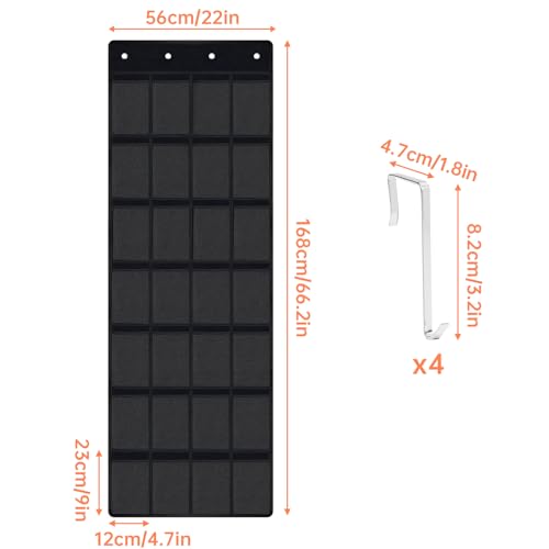 28 Pockets Door Hanging Cup Organizer Fit for Stanley Tumbler (66.2" x 22" / Black)