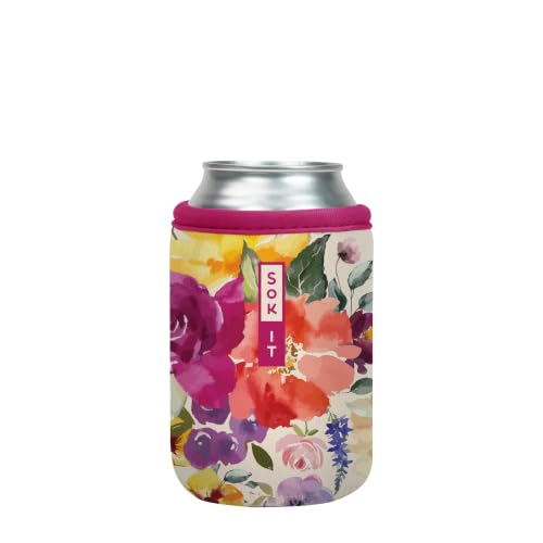 CanSok Sleeve for Beer & Soda Insulated Neoprene Cover (Blooming Bright / 12oz Can Sleeve)