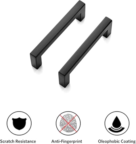 Matte Black Cabinet Handles Solid Cabinet Pulls (Black / Flat Black 3'' Hole Center)