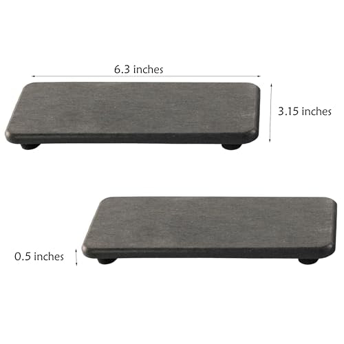 2Pcs Stone Soap Trays Water Absorbing Diatomite Coaster (Dark Gray / 6.3" x 3.2")