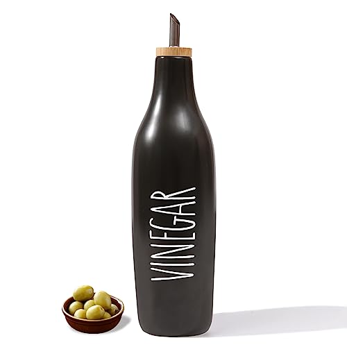 Ceramic Olive Oil Dispenser for Kitchen (Black-Vinegar)