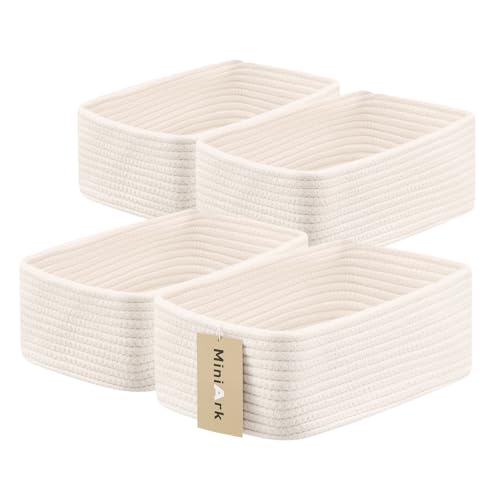 Small Storage Baskets for Organizing (4pcs-L11.5xW7.5xH4.7" / Off White)