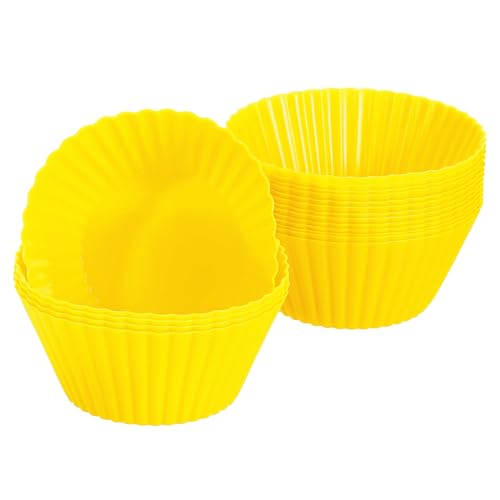 18Pcs Silicone Cupcake Liners (Yellow / 3.5cm/1.4inch)